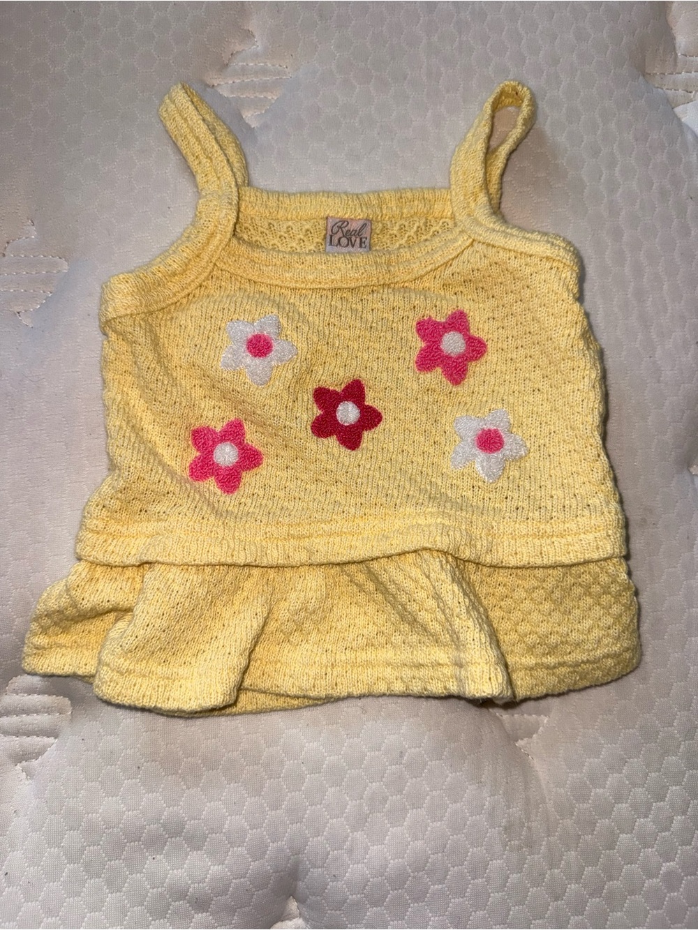 11. Yellow Floral Knit Tank Top for Kids by